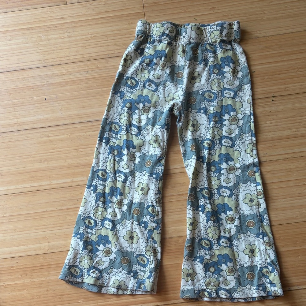 Kate Quinn Floral Kids Casual Pants - Blue and Cream